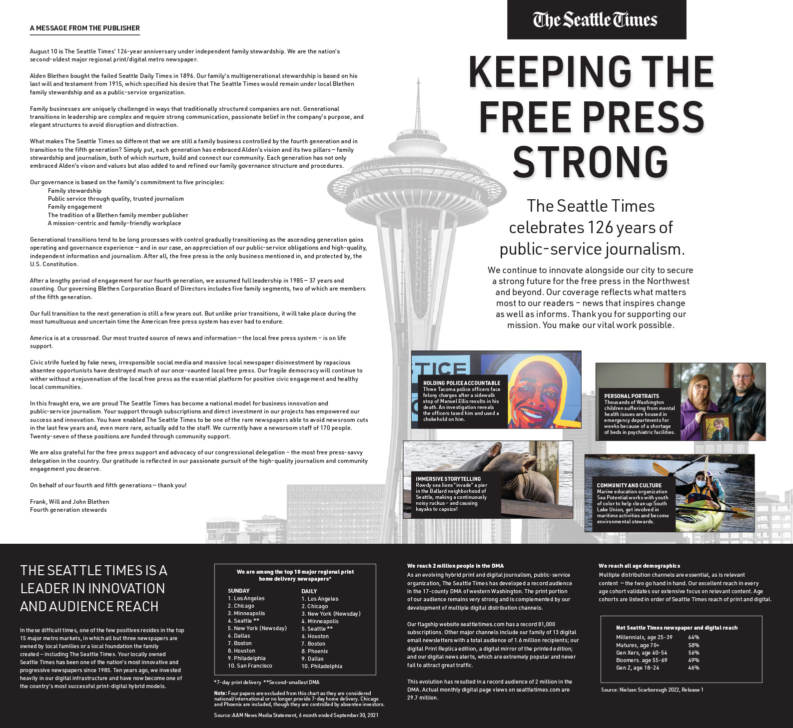 The Seattle Times' 126th anniversary message to its community